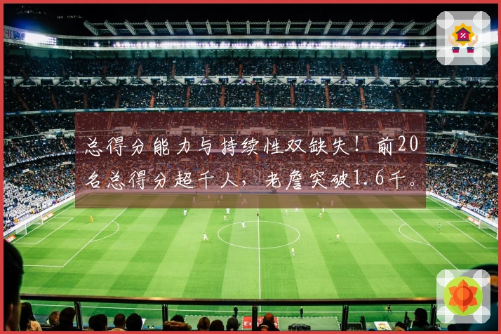 总得分能力与持续性双缺失！前20名总得分超千人，老詹突破1.6千。